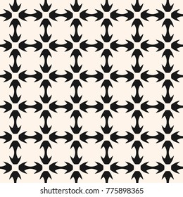 Seamless pattern with mosaic tiles. Monochrome geometric floral ornament, abstract background texture with flower shapes, carved grid, lattice. Black and white repeat design element. - Stock vector