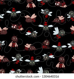 Seamless pattern with mosquito cartoon