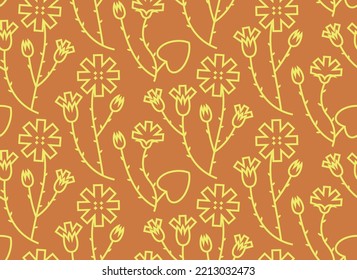 Patrón sin foco con la flor madrastra y madre. Textura de la naturaleza en forma de contorno.