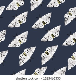 Seamless pattern with moths. For fabric, wallpaper, wrapping paper.