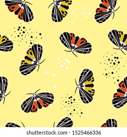 Seamless pattern with moths. For fabric, wallpaper, wrapping paper.