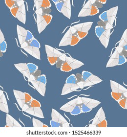 Seamless pattern with moths. For fabric, wallpaper, wrapping paper.
