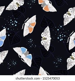 Seamless pattern with moths. For fabric, wallpaper, wrapping paper.