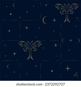 seamless pattern moths night stars