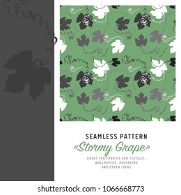 Seamless pattern with a motif of grape leaves