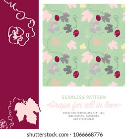 Seamless pattern with a motif of grape leaves