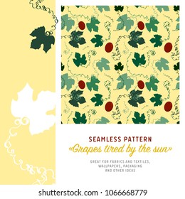 Seamless pattern with a motif of grape leaves