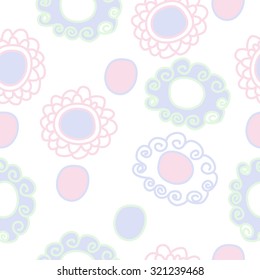 Seamless pattern of  motif with spirals, bagels, waves. Stripes,hole,spots,doodles, hand drawn.