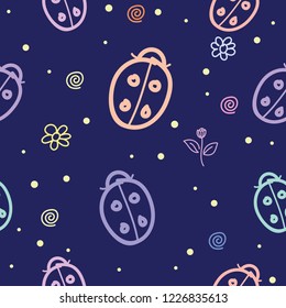 Seamless pattern with motifs of beetles