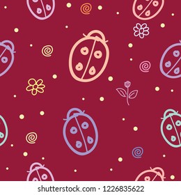 Seamless pattern with motifs of beetles