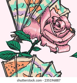 seamless pattern with motive of flowers