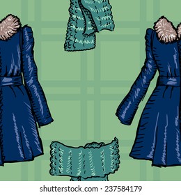 seamless pattern with motive of winter clothes