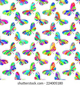Seamless pattern of the motley butterflies