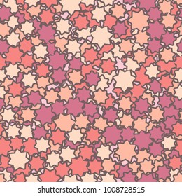 Seamless pattern. Motley camouflage from the chaos of the seven-pointed stars.