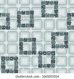 Seamless pattern. Motley square frames on a background of checkered texture. Stylish textiles. Fashionable wallpaper.