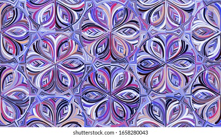 Seamless pattern. Motley texture. Chaos of color. Snowflakes arranged in a honeycomb. A lot of colors.
