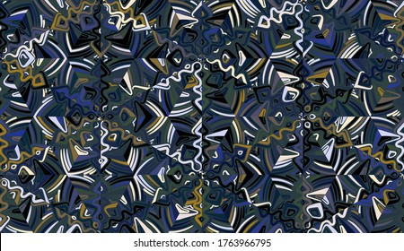 Seamless pattern. Motley texture. Chaos of color. Snowflakes arranged in a honeycomb. A lot of colors.