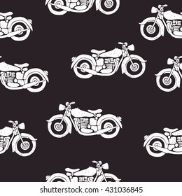 Seamless pattern  motorcycle silhouette