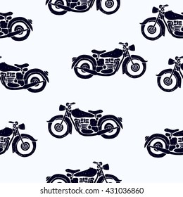 Seamless Pattern  Motorcycle Silhouette