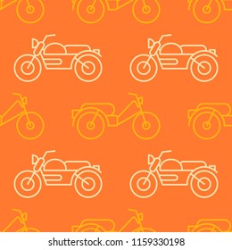 Seamless pattern with motorcycles and mopeds for your design