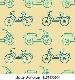 Seamless pattern with motorcycles and mopeds for your design