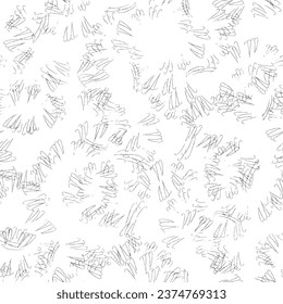 Seamless pattern of mottled heterogeneous putter marks or squiggles. Translucent air contour on a transparent background. Vector.