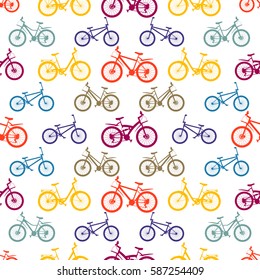 Seamless pattern Mountain bike on white background