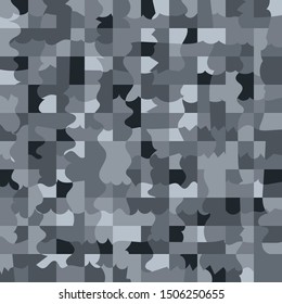 Seamless pattern. Mountain camouflage made on the basis of pixel design. Shades of granite.