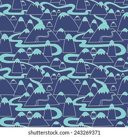 Seamless Pattern Mountains Stock Vector (Royalty Free) 243269371 ...