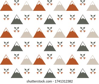 
seamless pattern with mountains and arrows in the Scandinavian style, for children's textiles, wrapping paper, wallpaper printing