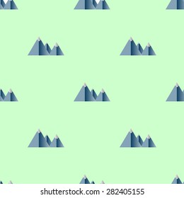 Seamless pattern with mountains on a green background. Vector illustration. Editable can be used for web page backgrounds, pattern fills