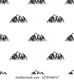 Seamless pattern with mountains in retro hipster style. Can be used for wallpaper, pattern fills, textile, web page background, surface textures. Stock vector illustration isolated on white.