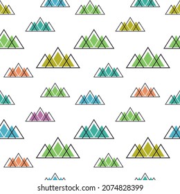 Seamless pattern with mountains in scandinavian style. Decorative background with landscape.