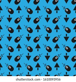 Seamless pattern with a mouse and arrow - blue background