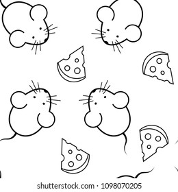 seamless pattern - mouse and cheese-vector illustration - seamless print on fabric