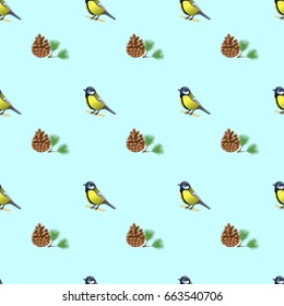 Seamless pattern with moustache, cigars, cigarettes and leaves on a vintage dark green background. Retro style. Vector illustration.
