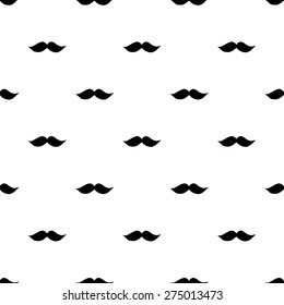 Seamless pattern with moustaches. Hand-drawn background. Vector illustration. Real outline drawing