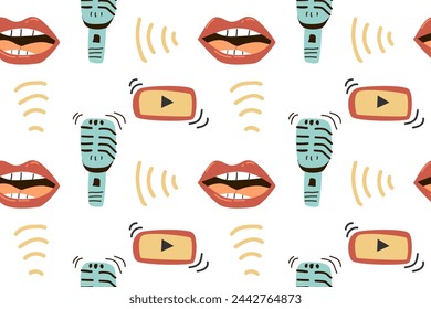 concepto de sonido de boquilla y micrófono sin fisuras. Se puede utilizar para la difusión, concepto de podcasting. 