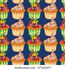 Seamless pattern with muffins