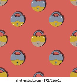 Seamless pattern with multi colored door locks. vector illustration.
