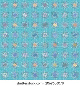 Seamless pattern. Multi colored snowflakes.