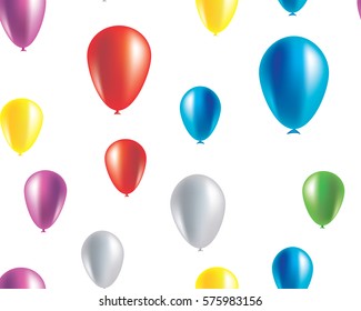 Seamless pattern, multi colored, transparent balloons. Congratulation to the holiday. Greeting card with colorful balls. Background for Mardi Gras, International Women's Day, Happy Holly, easter.