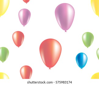 Seamless pattern, multi colored, transparent balloons. Congratulation to the holiday. Greeting card with colorful balls. Background for Mardi Gras, International Women's Day, Happy Holly, easter.