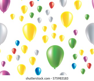 Seamless pattern, multi colored, transparent balloons. Congratulation to the holiday. Greeting card with colorful balls. Background for Mardi Gras, International Women's Day, Happy Holly, easter.