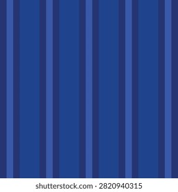 Seamless pattern with multi width vertical stripes in royal blue, dark navy and light blue. Flat vector abstract background for men fashion, athletic apparel fabric print, suit lining, wallpaper.