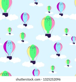 Seamless pattern with multicolor air baloons