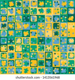 Seamless pattern. Multicolor bright texture. The checkered structure on which small flowers are scattered. Fashionable shades.