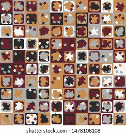 Seamless pattern. Multicolor bright texture. The checkered structure on which small flowers are scattered. Fashionable shades.