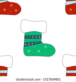 Seamless pattern with multicolor Christmas socks