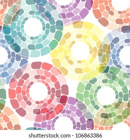 Seamless pattern with multicolor circle tiles on white